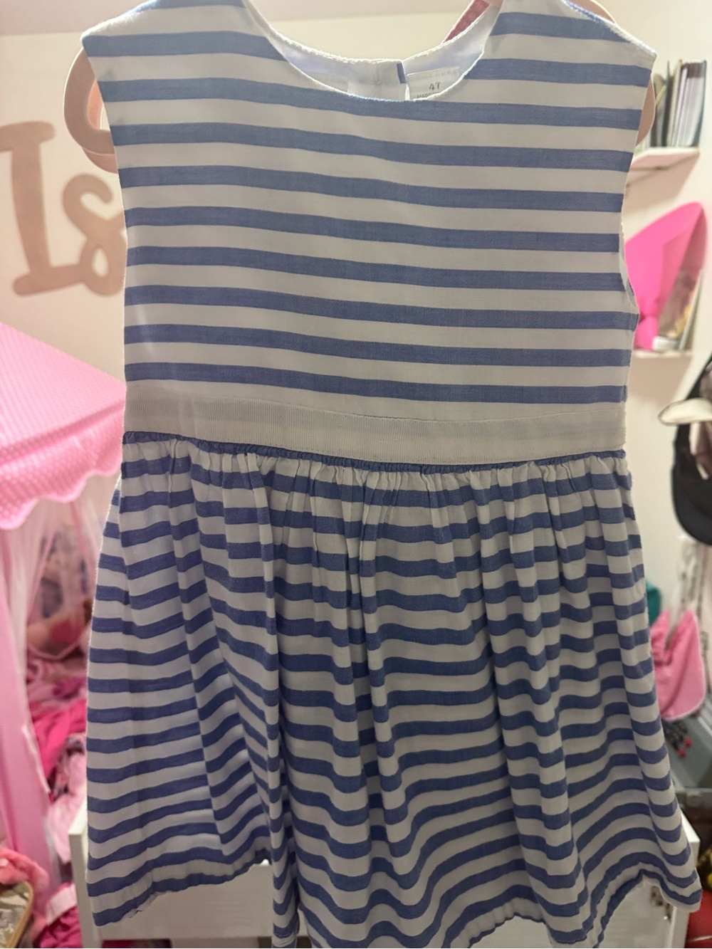 Koala Kids Blue and White Striped Casual Dress